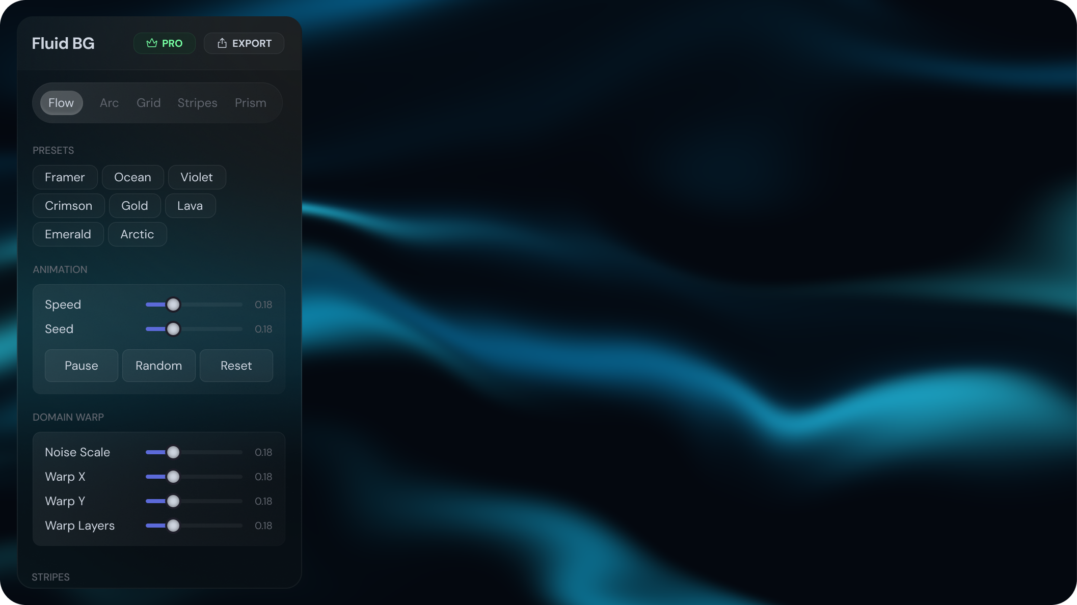 Fluid Background Studio interface preview